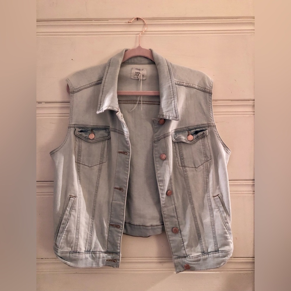 Mango MNG Light Wash Oversized Denim Vest